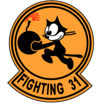 The US Navy insignia for the VF-31 Tomcatters squadron from 1948. The squadron motto is "We get ours at night"